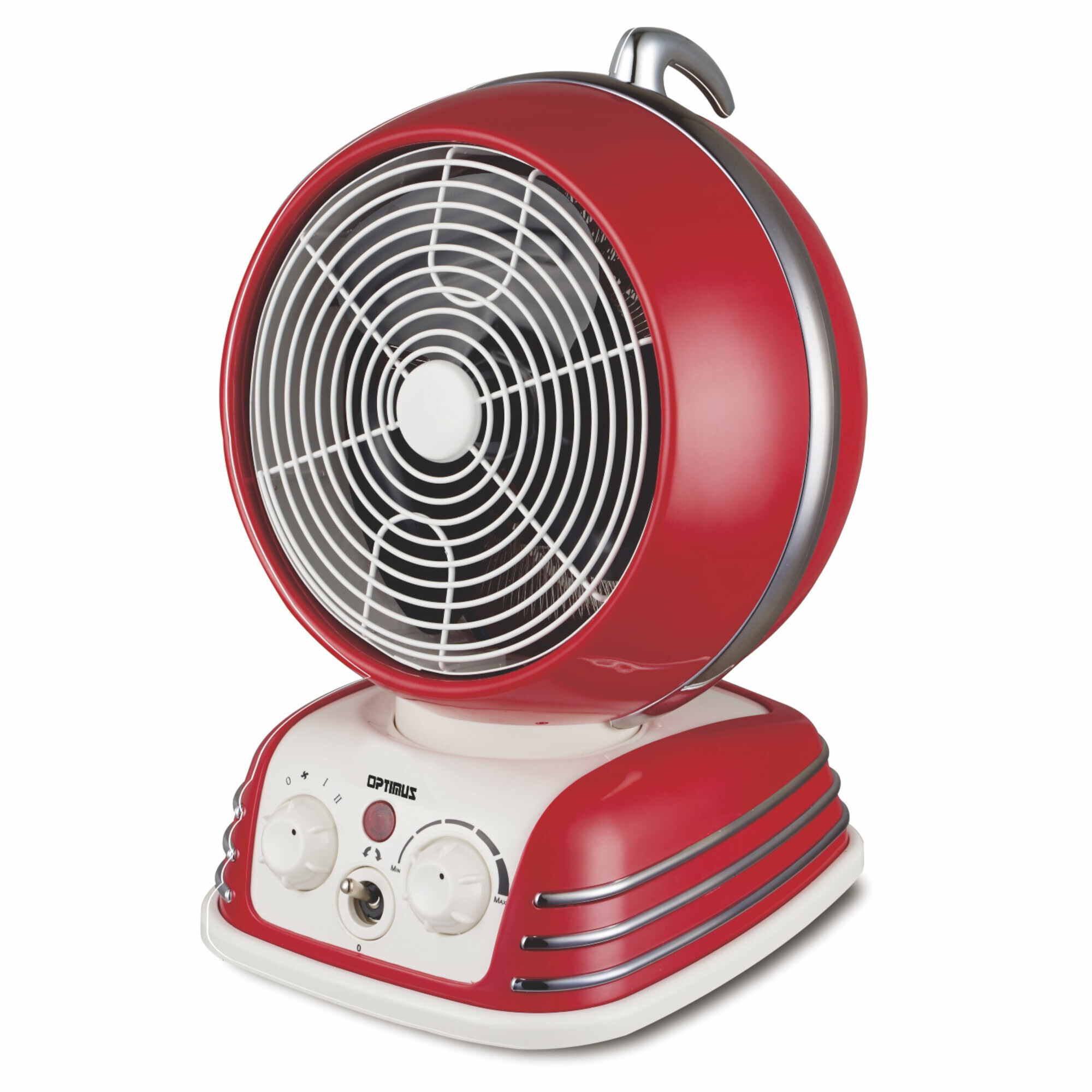Optimus Retro Design Oscillating Fan Heater — 1500W, Auto Thermostat Control, 75Â° Oscillation, Thermal Cut-Off, Overheat Protection, Model# H-1418